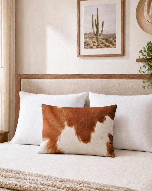 Baha Ranch Cowhide Print Pillowcase Made in America