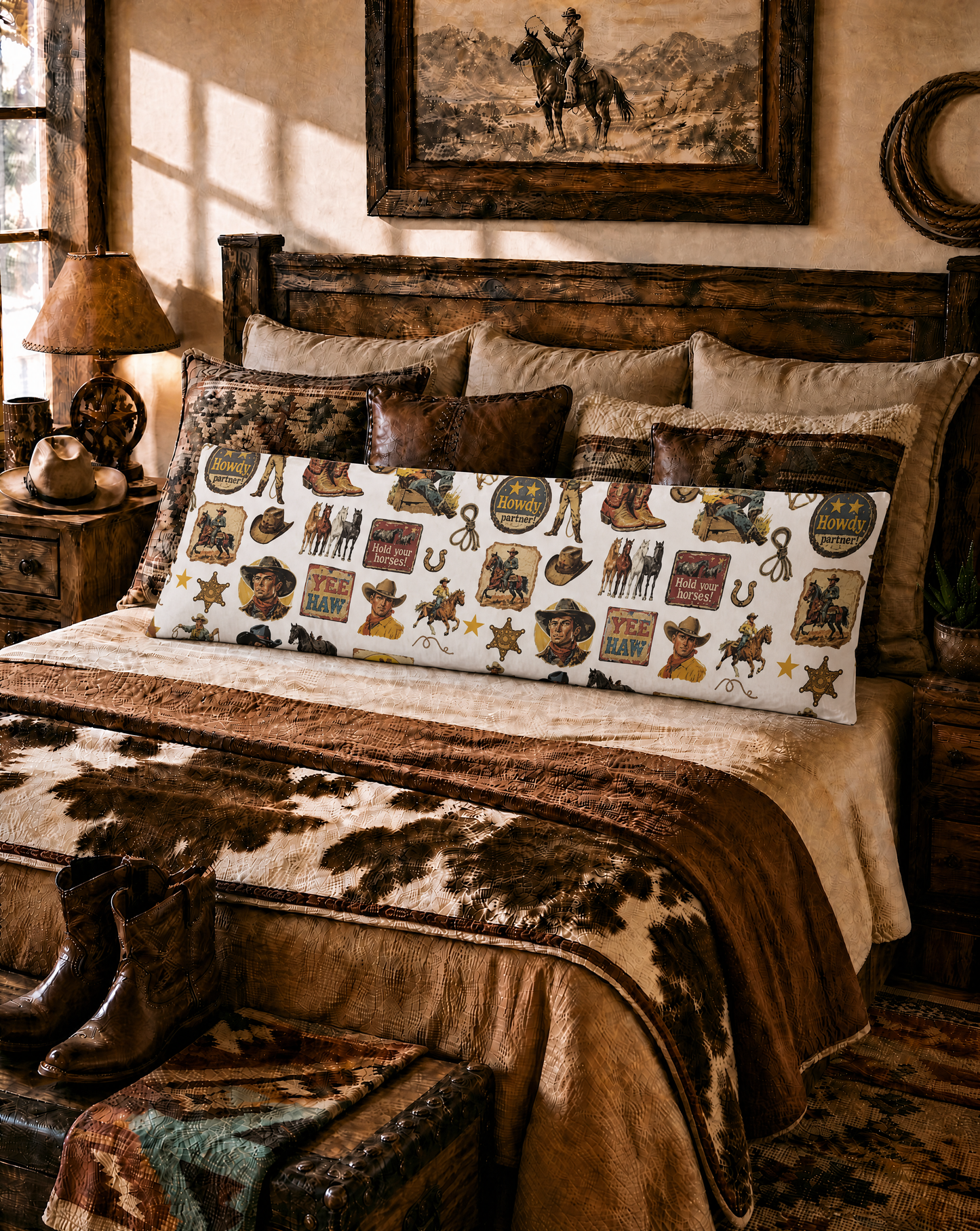 Baha Ranch Vintage Cowboy Body Pillow Cover Made in America