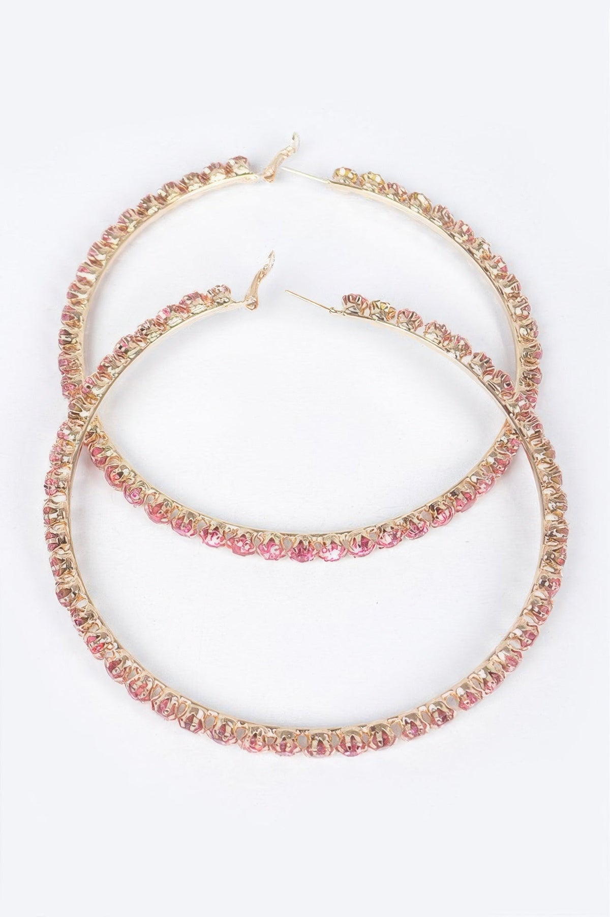 Upside Down Multi Rhinestone Hoop Earring