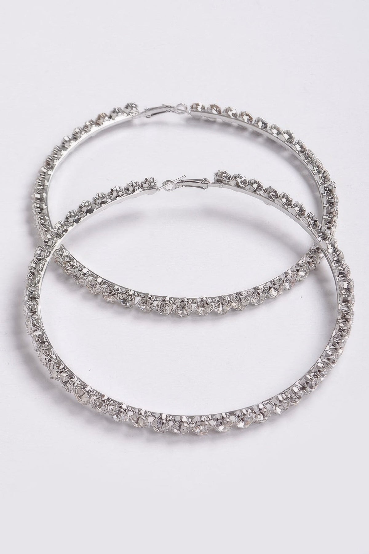 Upside Down Multi Rhinestone Hoop Earring