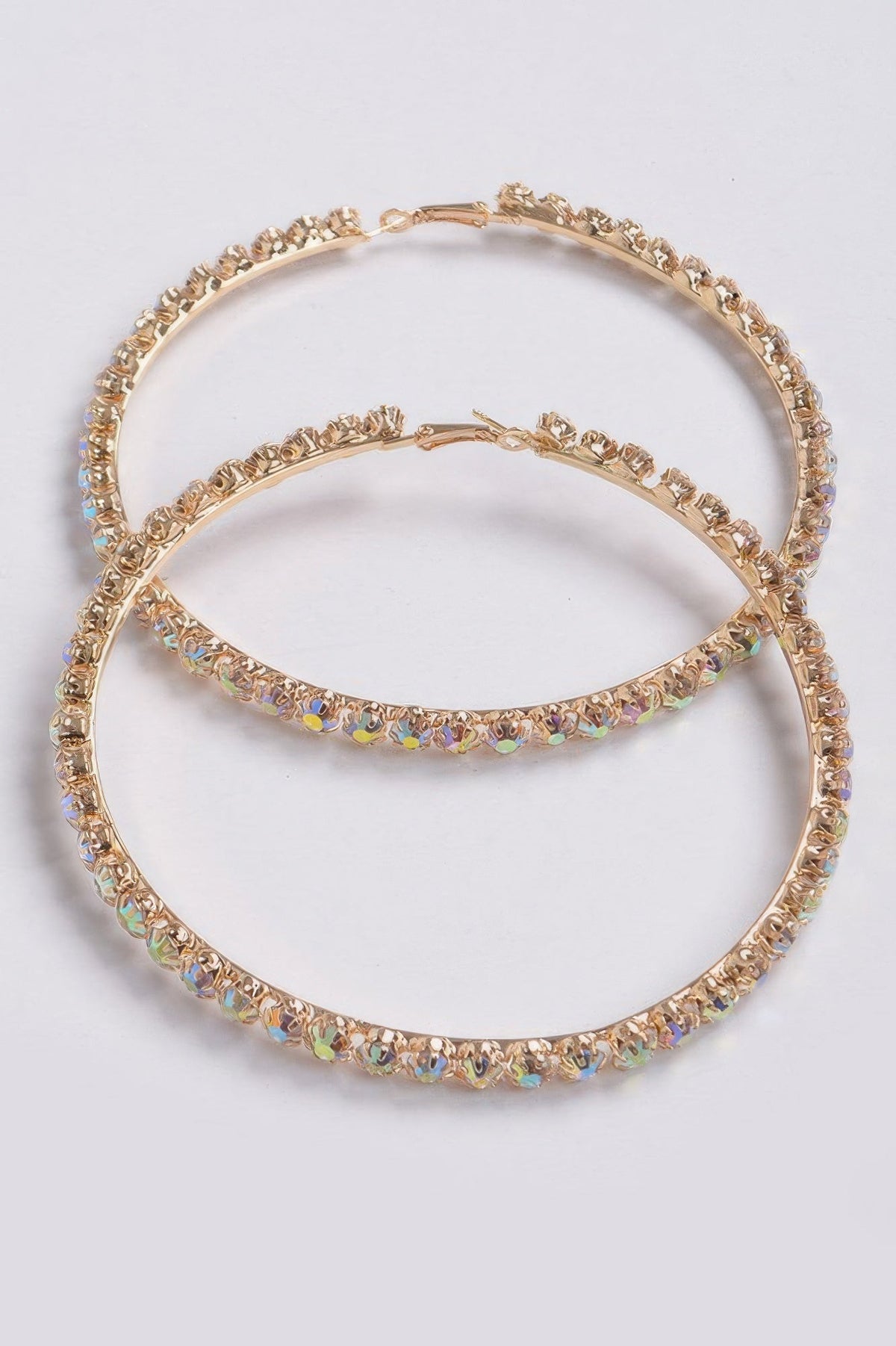 Upside Down Multi Rhinestone Hoop Earring