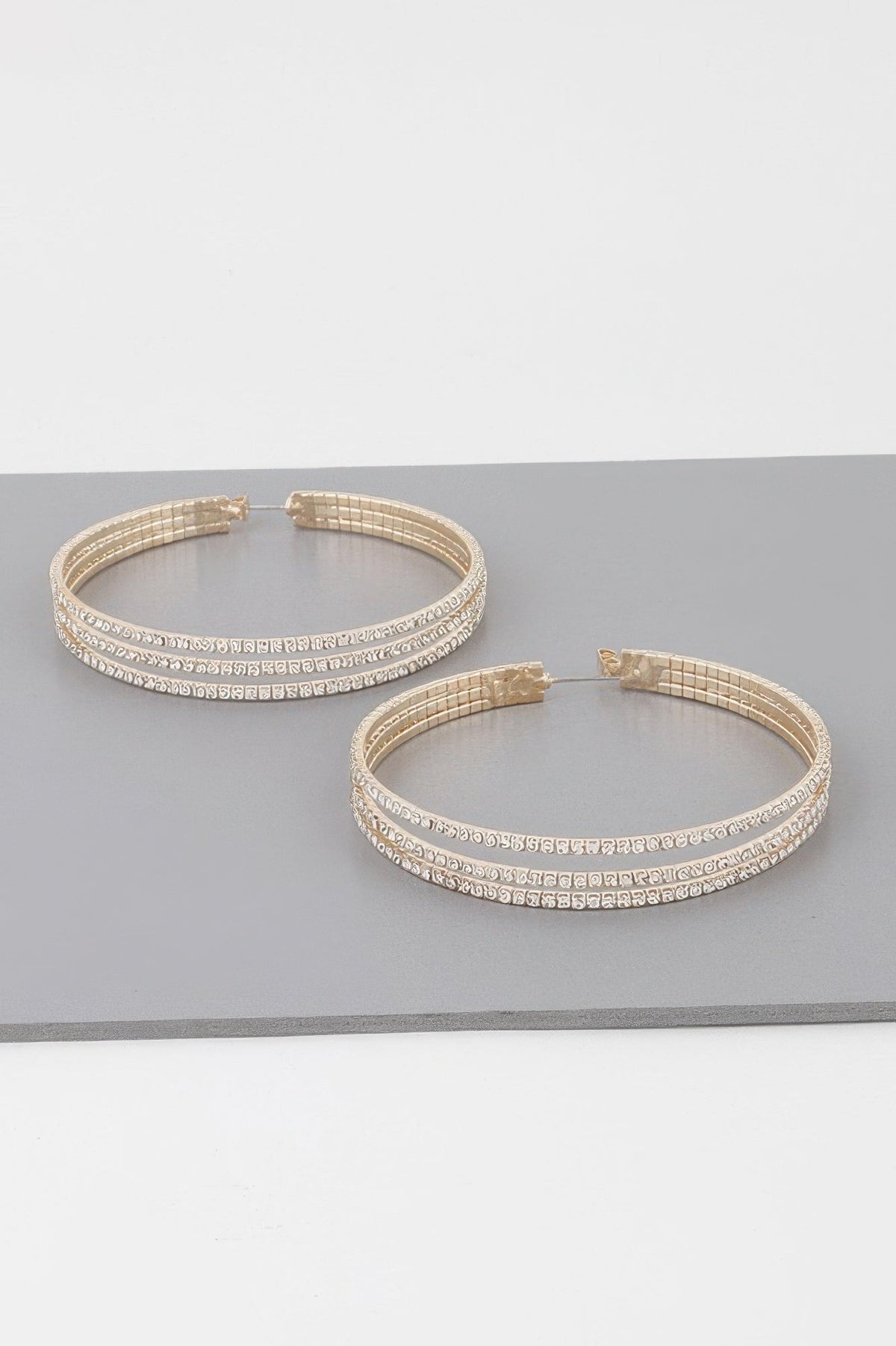 Wide Triple Jewel Hoop Earrings