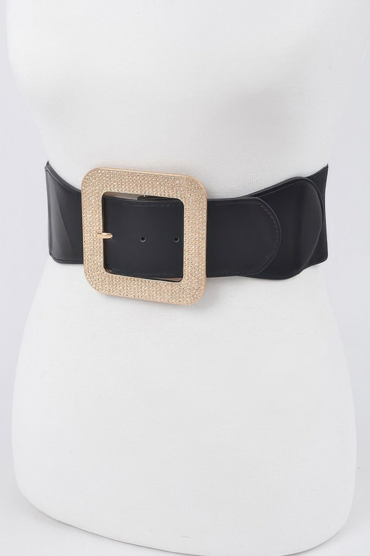 Rhinestone Square Buckle Plus Size Elastic Belt