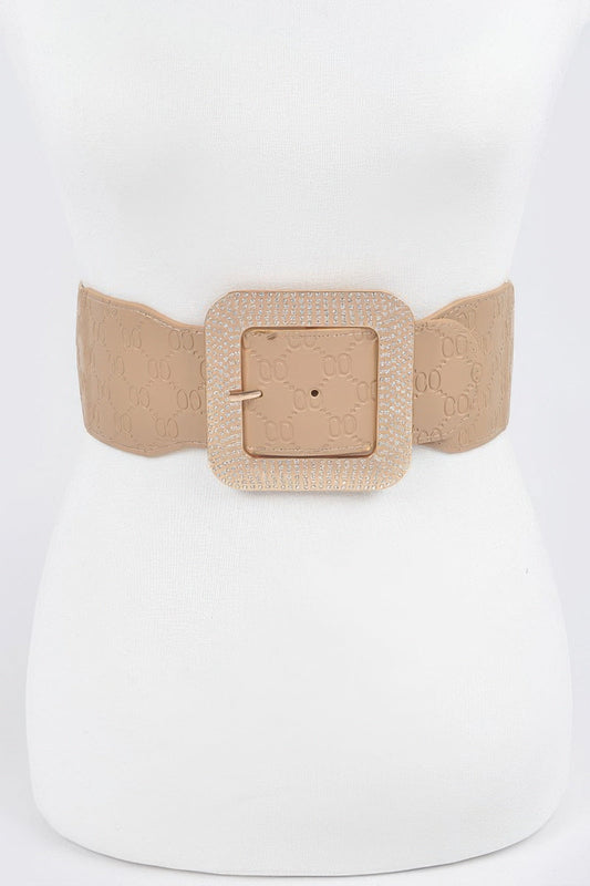 Big Rhinestone Buckle Embossed Plus Size Belt