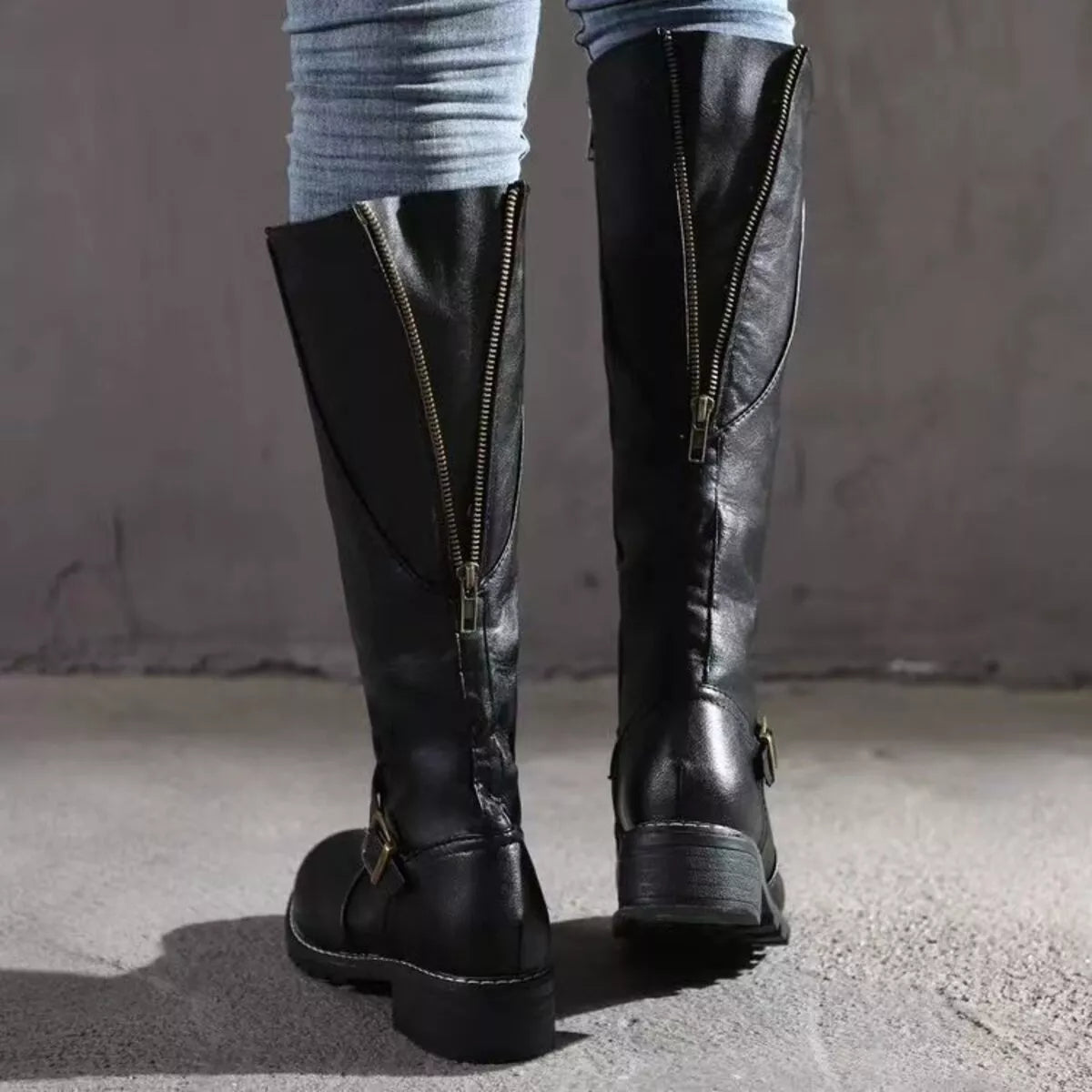 Round Toe Block Heels Boots