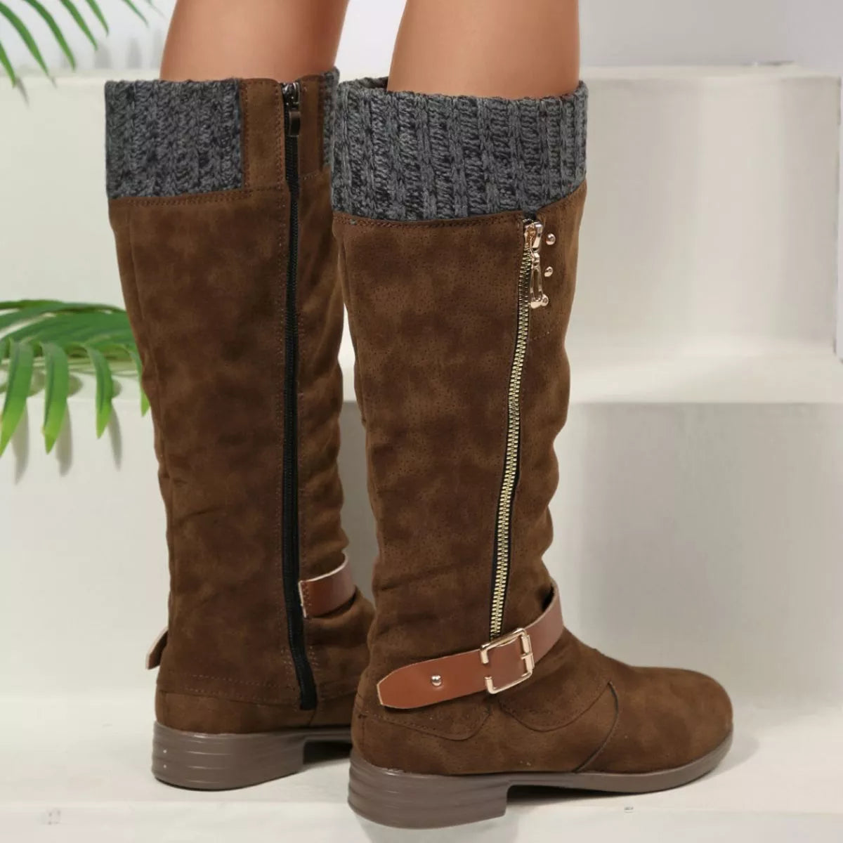 Round Toe Block Heels Boots