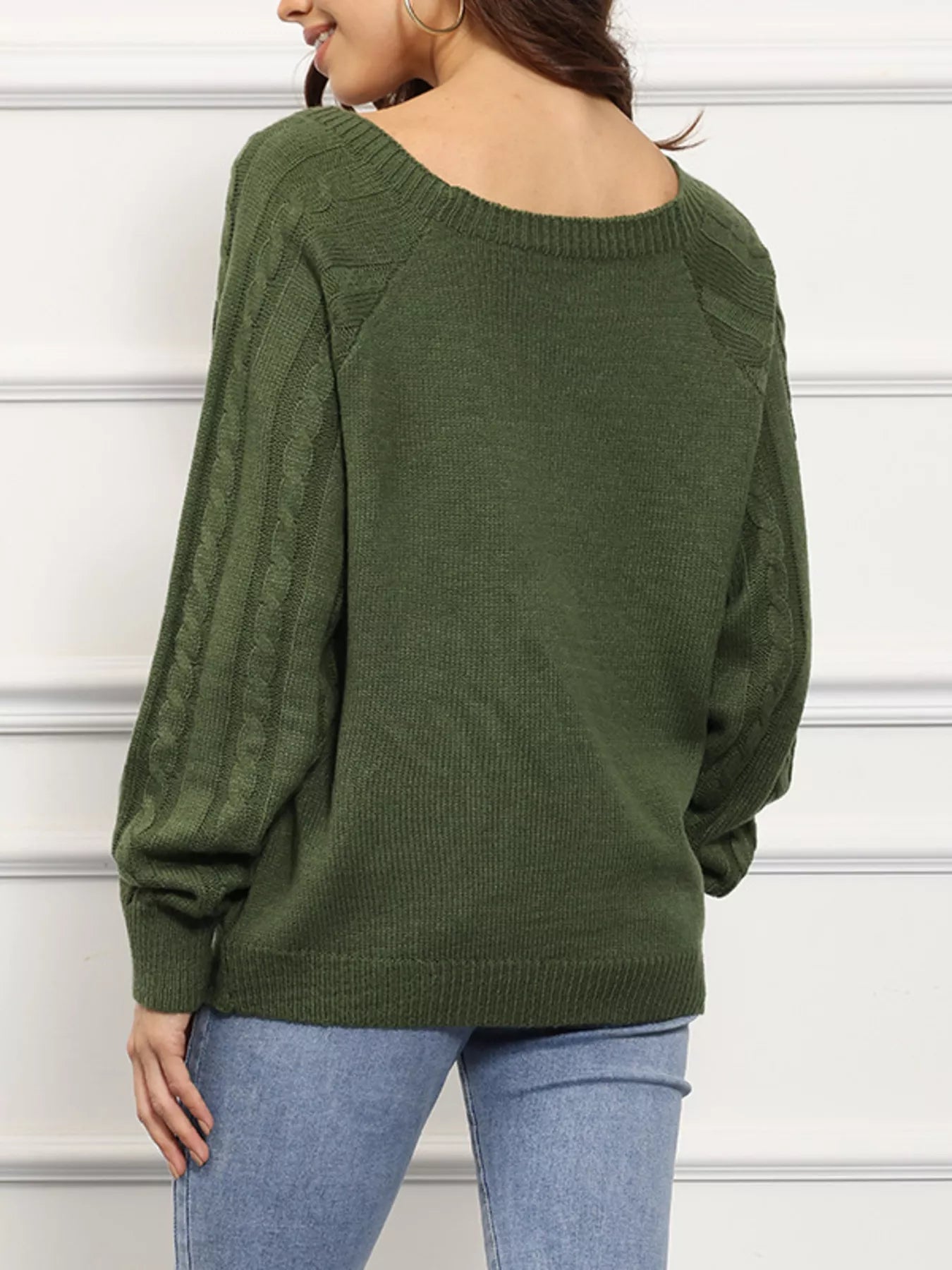 Cable Knit Boat Neck Sweater