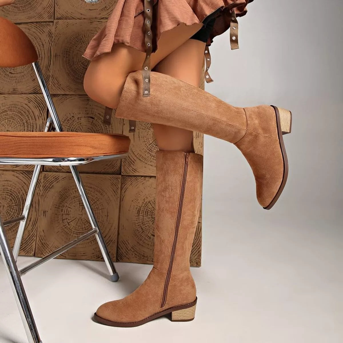 Knee-High Block Heel Boots