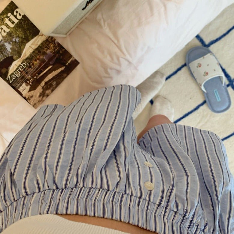 Candy Stripe Shorts Lounge Bottoms / Green