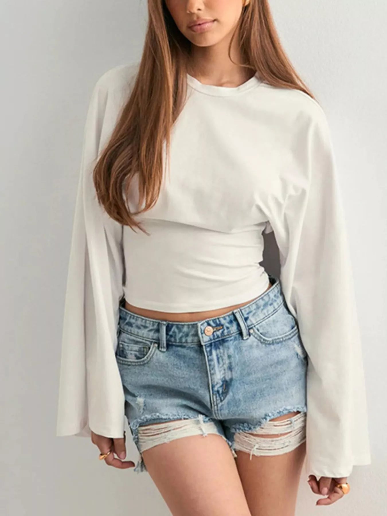 Full Size Long Sleeve Fitted T-Shirt Plus Size
