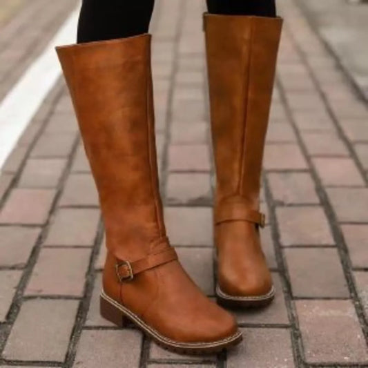 Round Toe Block Heels Boots