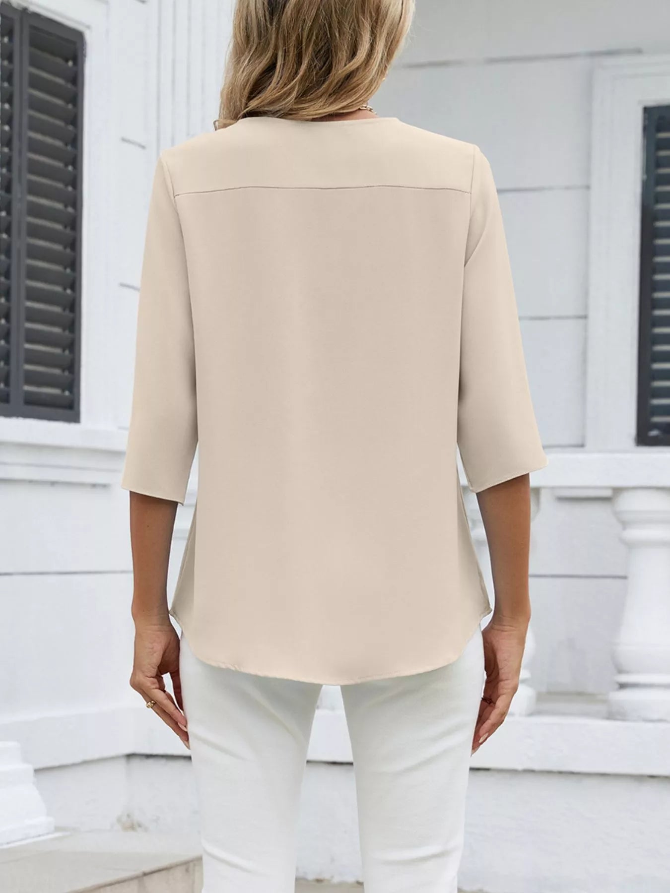 V-Neck 3/4 Sleeve Blouse
