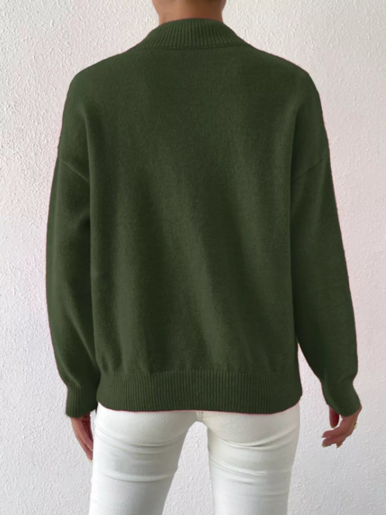 Mock Neck Dropped Shoulder Sweater
