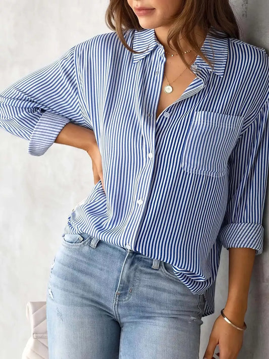 Striped Relaxed Fit Button Up Shirt