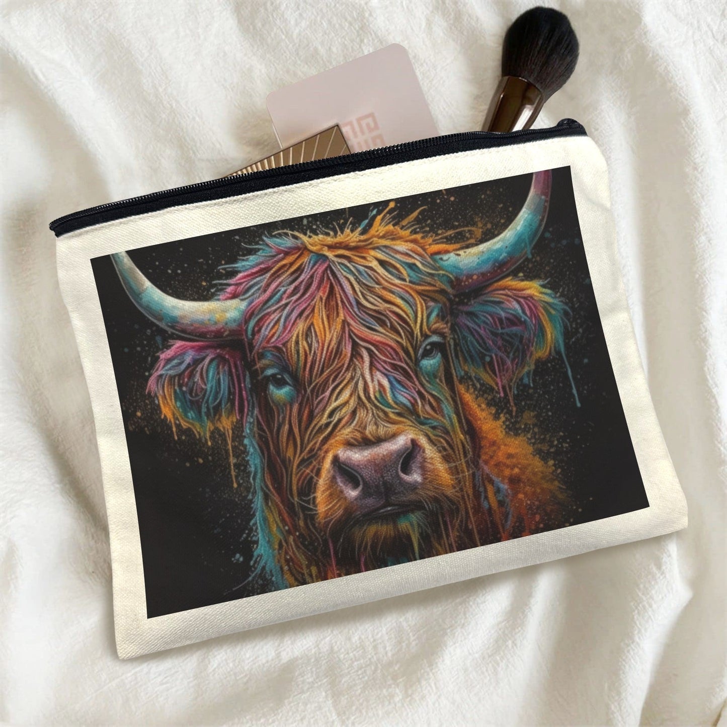 Baha Ranch Painted Highland Cow Cosmetic Bag Pack of 5 Made in America