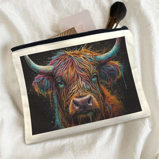 Baha Ranch Painted Highland Cow Cosmetic Bag Pack of 5 Made in America