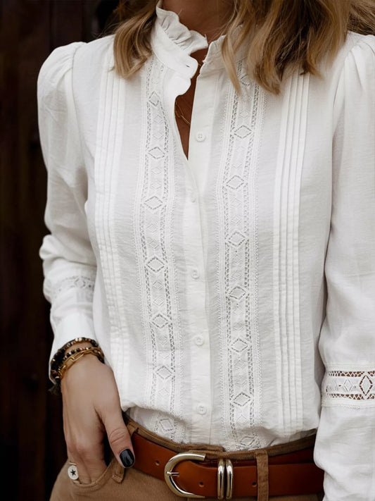 Lace Trim Long Sleeve Shirt