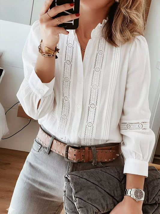 Lace Trim Long Sleeve Shirt
