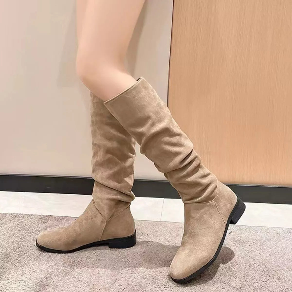 Round Toe Block Heels Boots