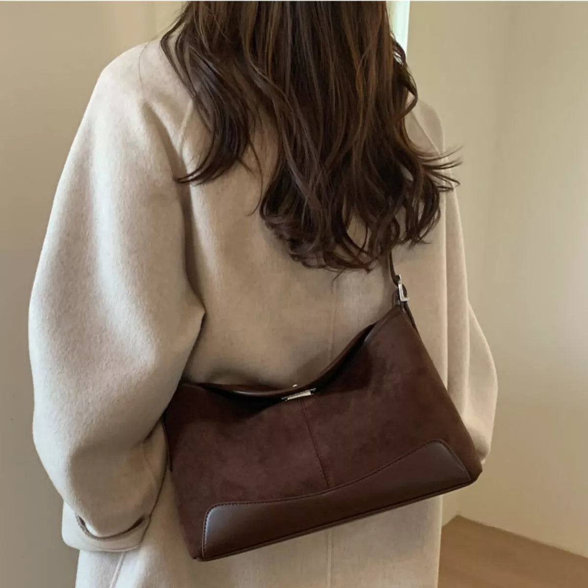 Suede Crossbody Bag with Adjustable Strap