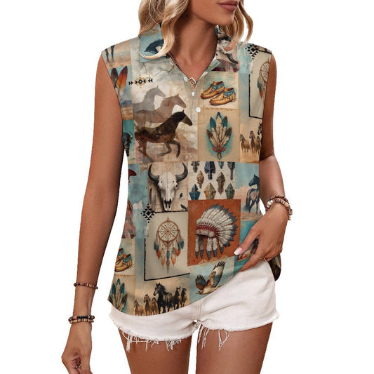 Baha Ranch Bohemian Dreams Sleeveless Polo Tank Top