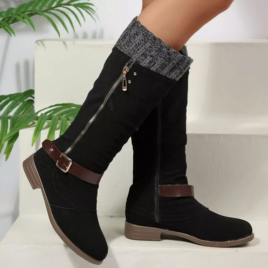 Round Toe Block Heels Boots