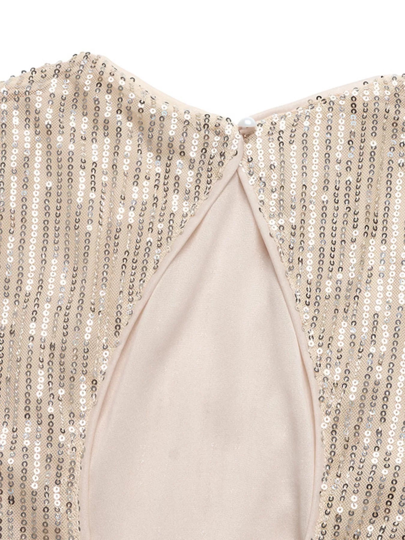 Sequin Cutout Back Long Sleeve Blouse