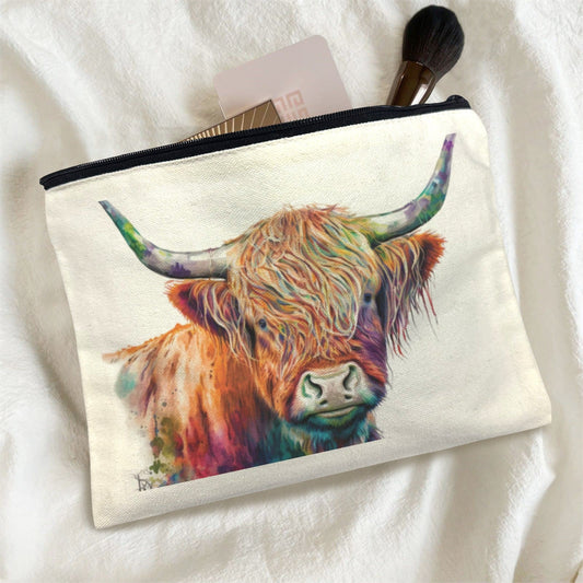 Baha Ranch Watercolor Highland Cosmetic Bag Pack of 5 Made in America