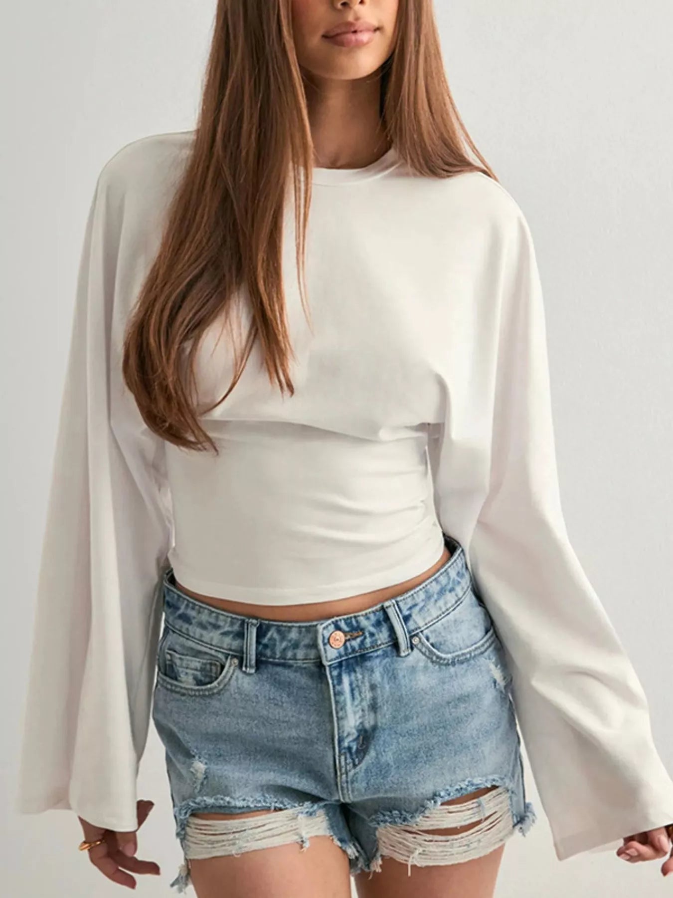 Full Size Long Sleeve Fitted T-Shirt Plus Size