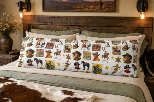 Baha Ranch Vintage Cowboy Body Pillow Cover Made in America