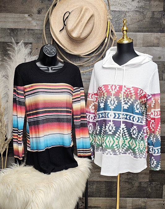 Los Alamos Serape Print Long Sleeve Top Made in America